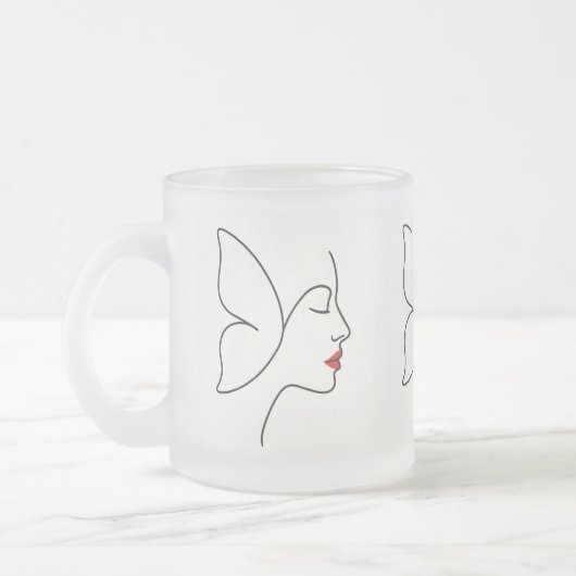 エマージング翼 – 隠しバタフライヒーリングポートレート フロストグラスマグカップ (左)