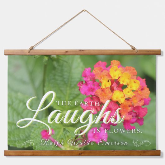 エマーソンビューティフルフローラ引用文 吊り下げ型タペストリー (正面)