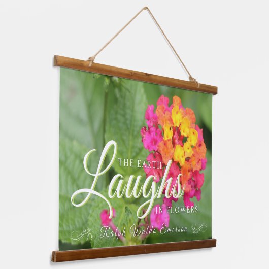 エマーソンビューティフルフローラ引用文 吊り下げ型タペストリー (傾斜あり)