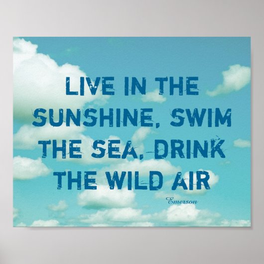エマーソン引用文のブルースカイ自然写真ポスター ポスター (正面)
