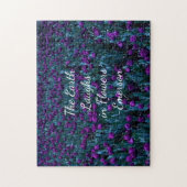 エマーソン引用文の紫色のチューリップ花園 ジグソーパズル (縦)