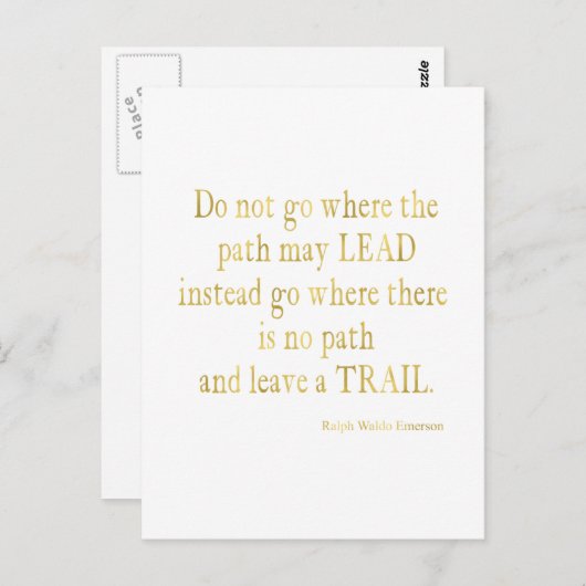 エマーソン引用文金ゴールドフェイクグリッター感動的 ポストカード (正面/裏面)