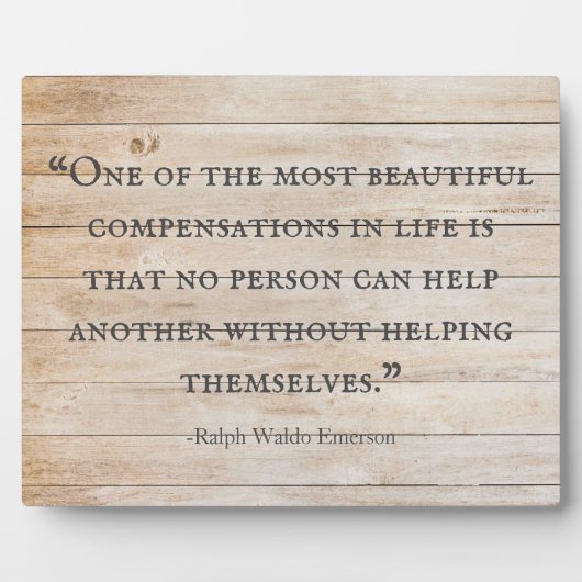 エマーソ救済ン引用文 |木素朴材 フォトプラーク (正面)
