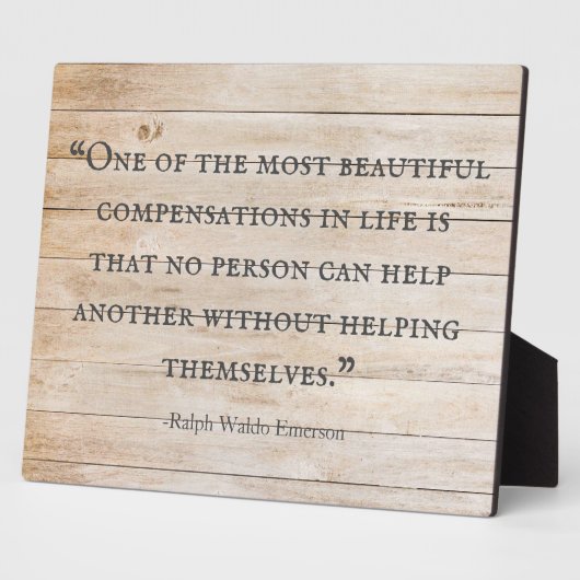 エマーソ救済ン引用文 |木素朴材 フォトプラーク (側面)