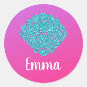 エマ名シールのラベルスクールブックマーメイド ラウンドシール (正面)
