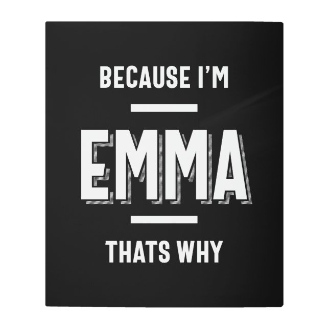 エマ名パーソナライズされた女少女 メタルプリント (正面)