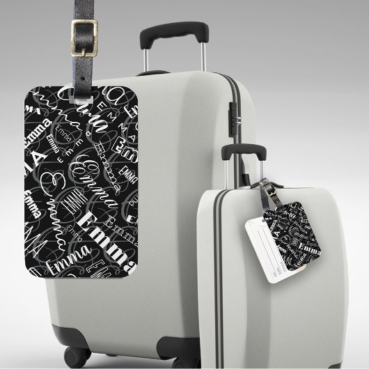 エマ名前をカスタムする白黒 ラゲッジタグ