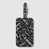 エマ名前をカスタムする白黒 ラゲッジタグ (正面縦)