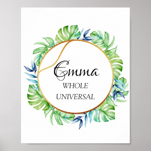 エマ名意味トロピカルブライダル誕生日ギフト ポスター (正面)