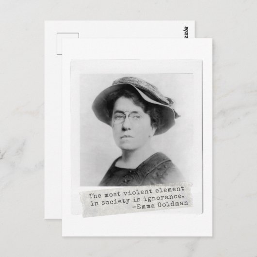 エマ・ゴールドマン引用文 – 無知 – 女性の活動 ポストカード (正面/裏面)