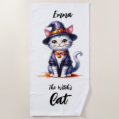 エマ・ザ・魔女の猫ハロウィーンの日 ビーチタオル (正面)
