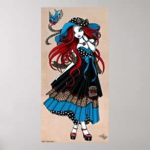 "エマ" 50のロカビリースワローTattoo Angelポスター ポスター