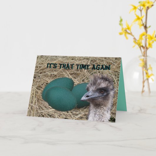 エミューは及び大事な行事を卵カスタマイズ カード (黄色い花)