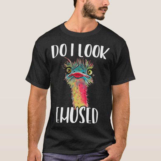 エミュー - 面白そうにしてる? かわいい Tシャツ (正面)