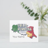 エミリアロマーニャ国旗イタリアレトロ地域地図ヴィンテージ シーズンポストカード (スタンド正面)