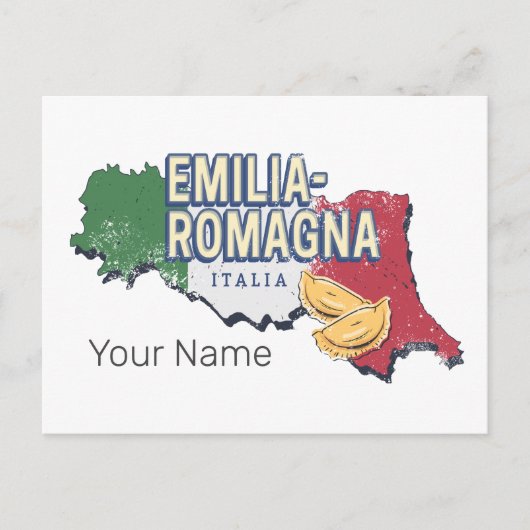 エミリアロマーニャ国旗イタリアレトロ地域地図ヴィンテージ シーズンポストカード (正面)