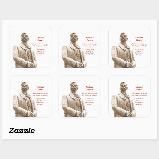 エミリアーノザパタ引用文ステッカー スクエアシール (シート)