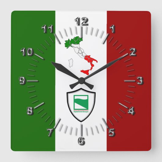 エミリア・ロマーニャ国旗（イタリア） スクエア壁時計 (正面)
