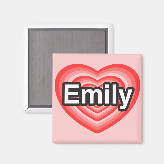 エミリーが大好き。私はエミリーあなたを愛している。ハート マグネット (正面/裏面)