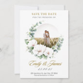 エミリーとジェームズの結婚式の日程を保存しよう 招待状 (正面)