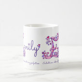 エミリーの一流の意味ハートの花Eのモノグラムのマグ コーヒーマグカップ (中央)