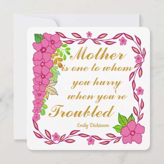 エミリーディキンソン引用文について 招待状 (正面)