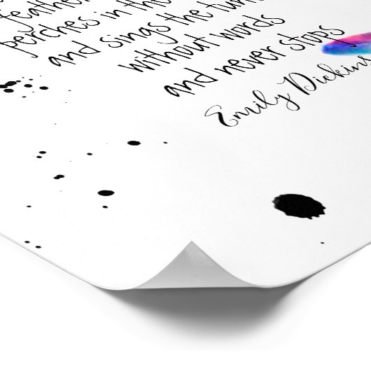 エミリーディキンソン引用文オン希望の水の色の羽 ポスター (角)