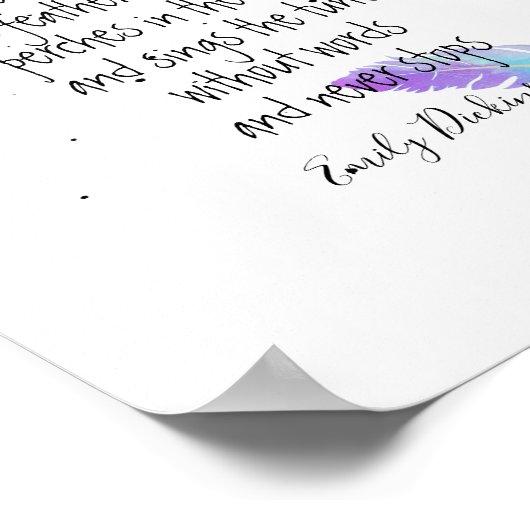 エミリーディキンソン引用文オン希望の青と紫 ポスター (角)