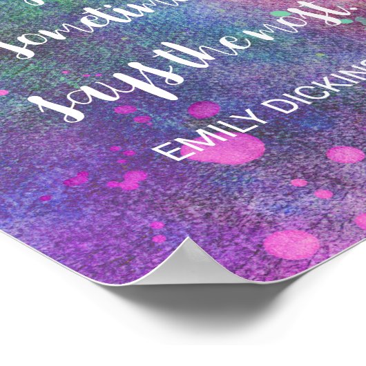 エミリーディキンソン文学引用文パープルウォーター色 ポスター (角)