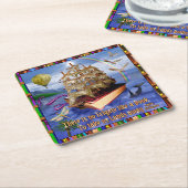 エミリーディキンソン詩引用文ブックシップ海 スクエアペーパーコースター (アングル)