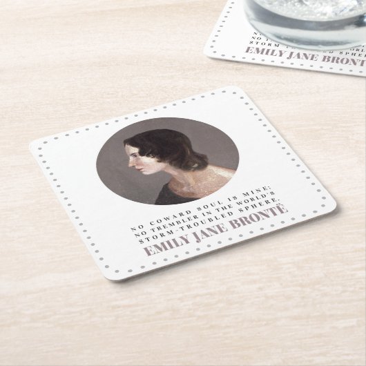 エミリーブロンテポートレートと引用文- No臆病者の魂 スクエアペーパーコースター (アングル)