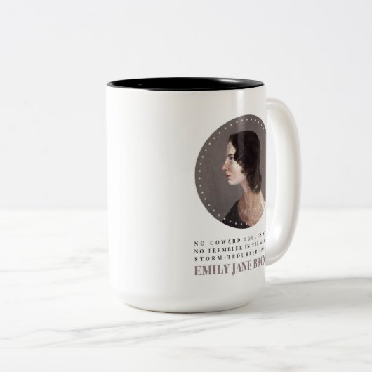 エミリーブロンテポートレートと引用文- No臆病者の魂 ツートーンマグカップ (正面右)