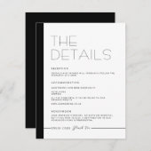 エミリーモダンミニマルなモノクロ詳細カード エンクロージャーカード (正面/裏面)