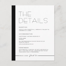 エミリーモダンミニマルなモノクロ詳細カード エンクロージャーカード