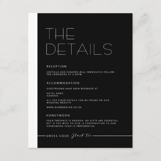 エミリーモダンミニマルなモノクロ詳細カード エンクロージャーカード (正面)