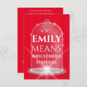 エミリー名とはダイヤモンド誕生日赤 招待状 (正面/裏面)