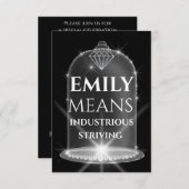 エミリー名ダイヤモンドバースデーパーティーの意味 招待状 (正面/裏面)