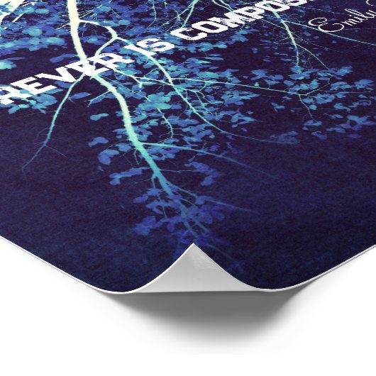 エミリー感動的引用文ブルーとホワイト ポスター (角)