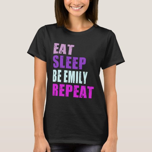 エミリー食べススリープをエミリーで繰り返す Tシャツ (正面)