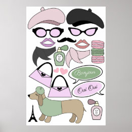 エミリー・イン・パリ テーマの誕生日写真ブース小道具 ポスター