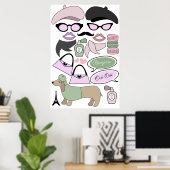 エミリー・イン・パリ テーマの誕生日写真ブース小道具 ポスター (ホームオフィス)