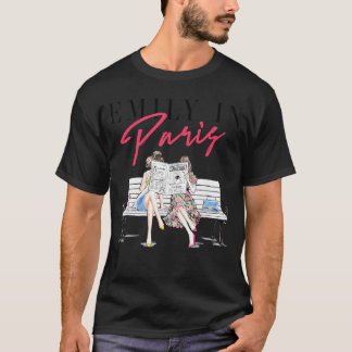 エミリー・イン・パリ ベストフレンド ジャーナル 読書 イラスト Tシャツ