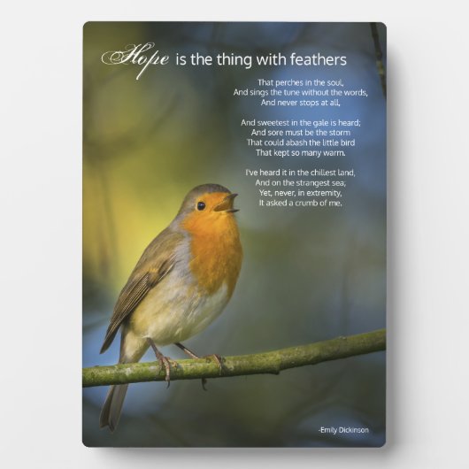 エミリー・ディキンソンによるホープの詩 フォトプラーク (正面)