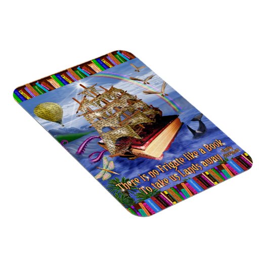 エミリー・ディキンソンの引用文の本の船のお洒落な読者 マグネット (右側)