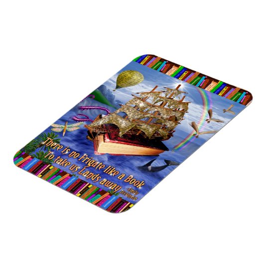 エミリー・ディキンソンの引用文の本の船のお洒落な読者 マグネット (左側)