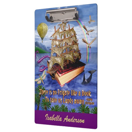 エミリー・ディキンソンの詩のフリゲート艦の本の船は名前を加えます クリップボード (左)