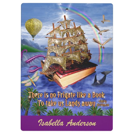 エミリー・ディキンソンの詩のフリゲート艦の本の船は名前を加えます クリップボード (裏面)