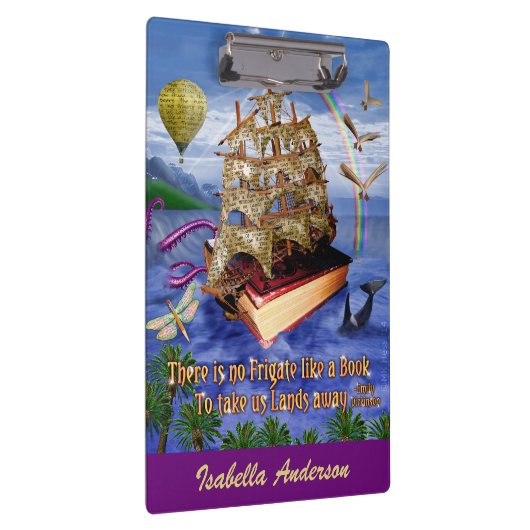 エミリー・ディキンソンの詩のフリゲート艦の本の船は名前を加えます クリップボード (右)