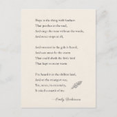 エミリー・ディキンソンの詩の希望は羽の付いている ポストカード (正面)