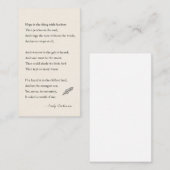 エミリー・ディキンソンの詩の希望は羽の付いている 名刺 (正面/裏面)